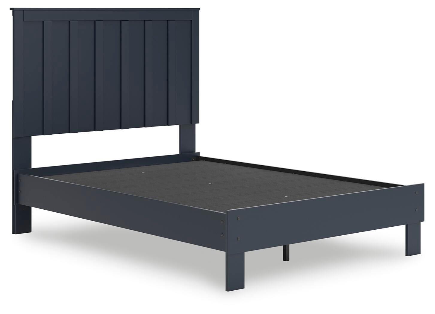 Simmenfort Navy Blue Full Platform Bed angled view