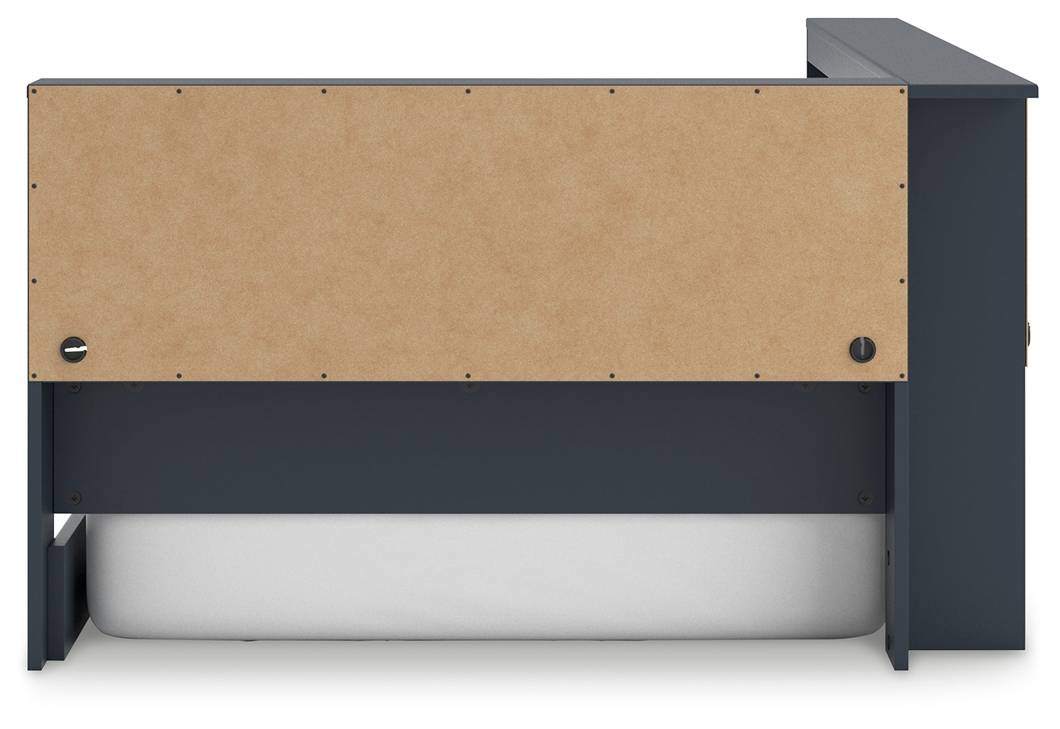 Back view of Simmenfort twin bookcase storage bed