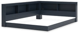 Simmenfort full navy blue bed angled headboard detail