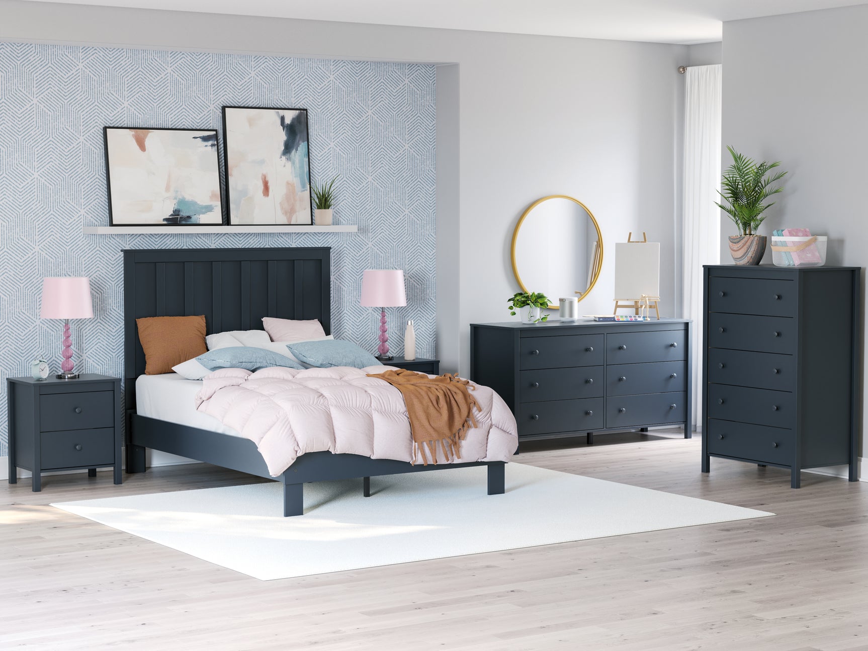 Simmenfort Nightstand styled in bedroom setting