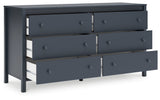Open drawer detail of Simmenfort Navy Blue Dresser