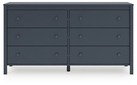 Head-on view of Simmenfort Navy Blue Dresser