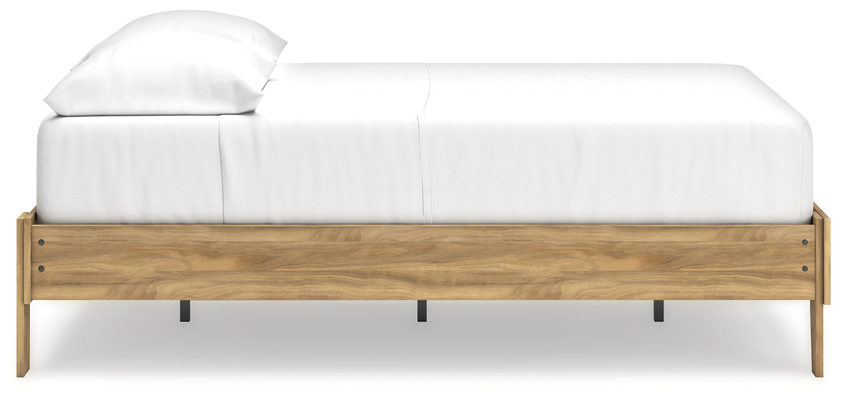 Bermacy Light Brown Full Platform Bed frame front view