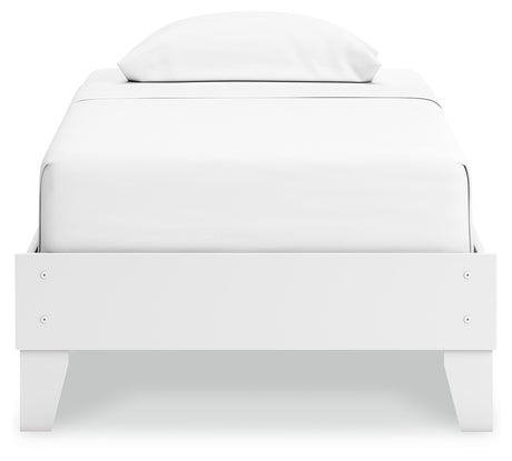Hallityn White Twin Platform Bed head-on view