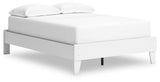 Hallityn Full White Platform Bed - close-up on scalloped detail
