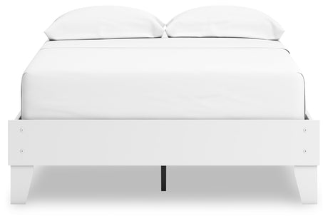 Hallityn Full White Platform Bed - rear side view