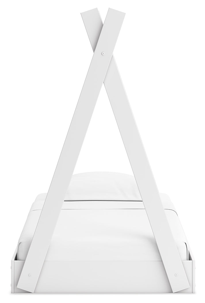 Hallityn White Twin Tent Bed head-on view