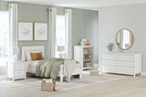 Top view of Hallityn White Twin Platform Bed with mattress