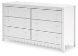Hallityn White Dresser top and drawers open