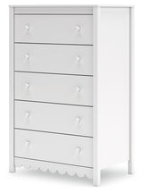 Close-up of open drawer in Hallityn White Chest
