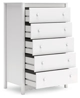 Top view of Hallityn White Chest showing matte finish