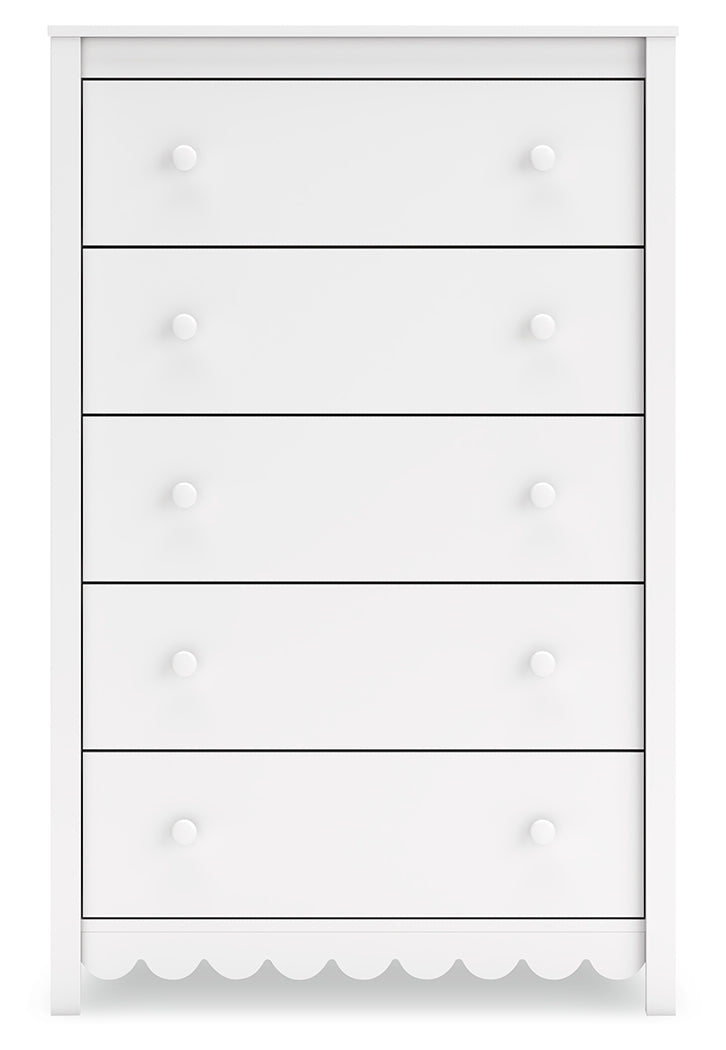 Back view of Hallityn White Chest of Drawers