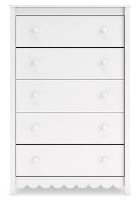 Back view of Hallityn White Chest of Drawers