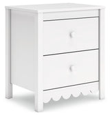 Side angle of Hallityn White Nightstand with drawers closed
