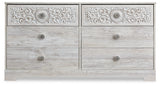 Paxberry dresser hardware close-up with worn paint effect