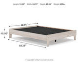 Socalle Light Natural Queen Platform Bed dimension diagram