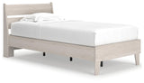 Socalle Natural Twin Panel Platform Bed angled side view