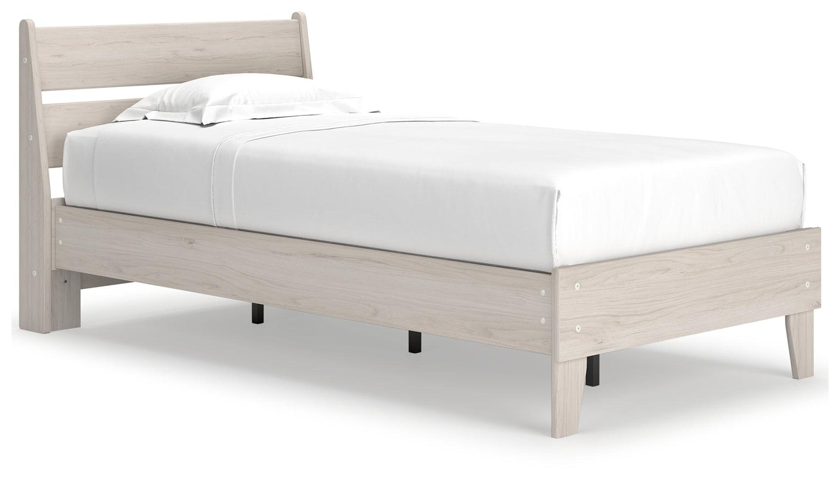 Socalle Natural Twin Panel Platform Bed angled side view