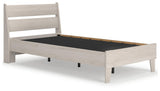 Socalle Natural Twin Panel Platform Bed angled front view