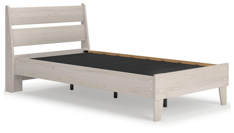 Socalle Natural Twin Panel Platform Bed angled front view