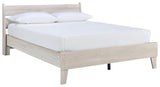Socalle Natural Oak Queen Panel Platform Bed side view showing headboard