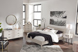 Socalle Natural Oak Queen Panel Platform Bed mood setting daytime