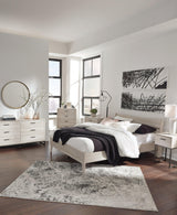 Socalle Natural Oak Queen Panel Platform Bed mood setting evening