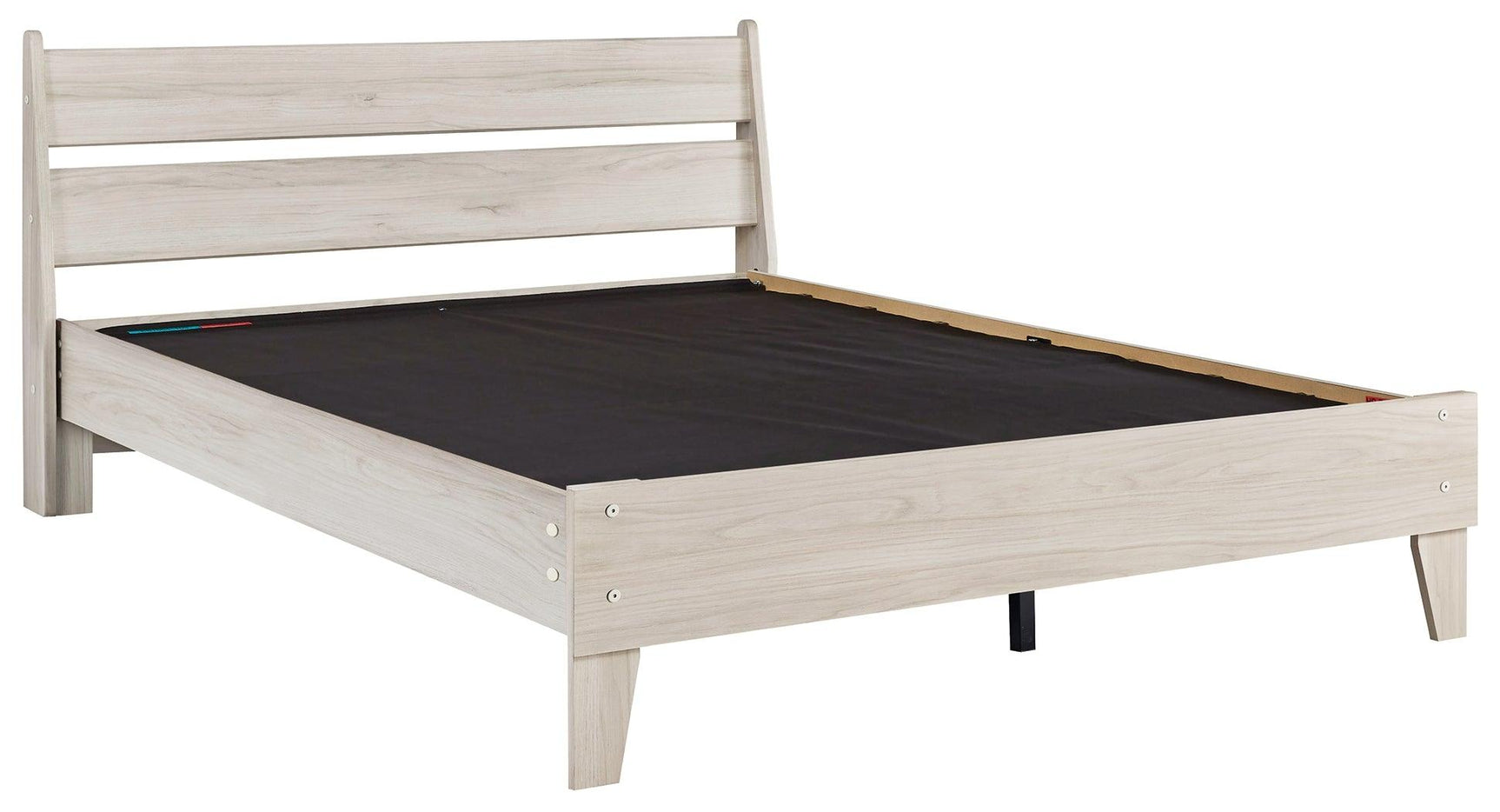 Socalle Natural Oak Queen Panel Platform Bed close-up of panel headboard