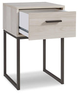 Socalle Light Natural Nightstand drawer open showing storage interior