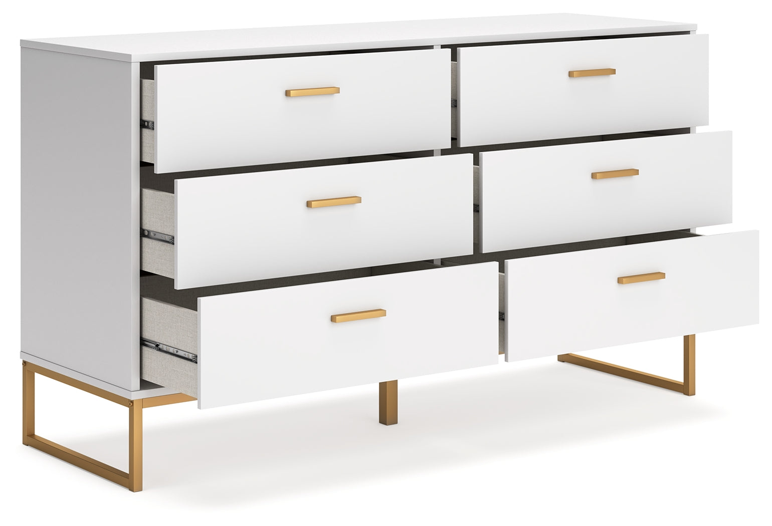 Socalle Dresser with drawers partially open showing interior