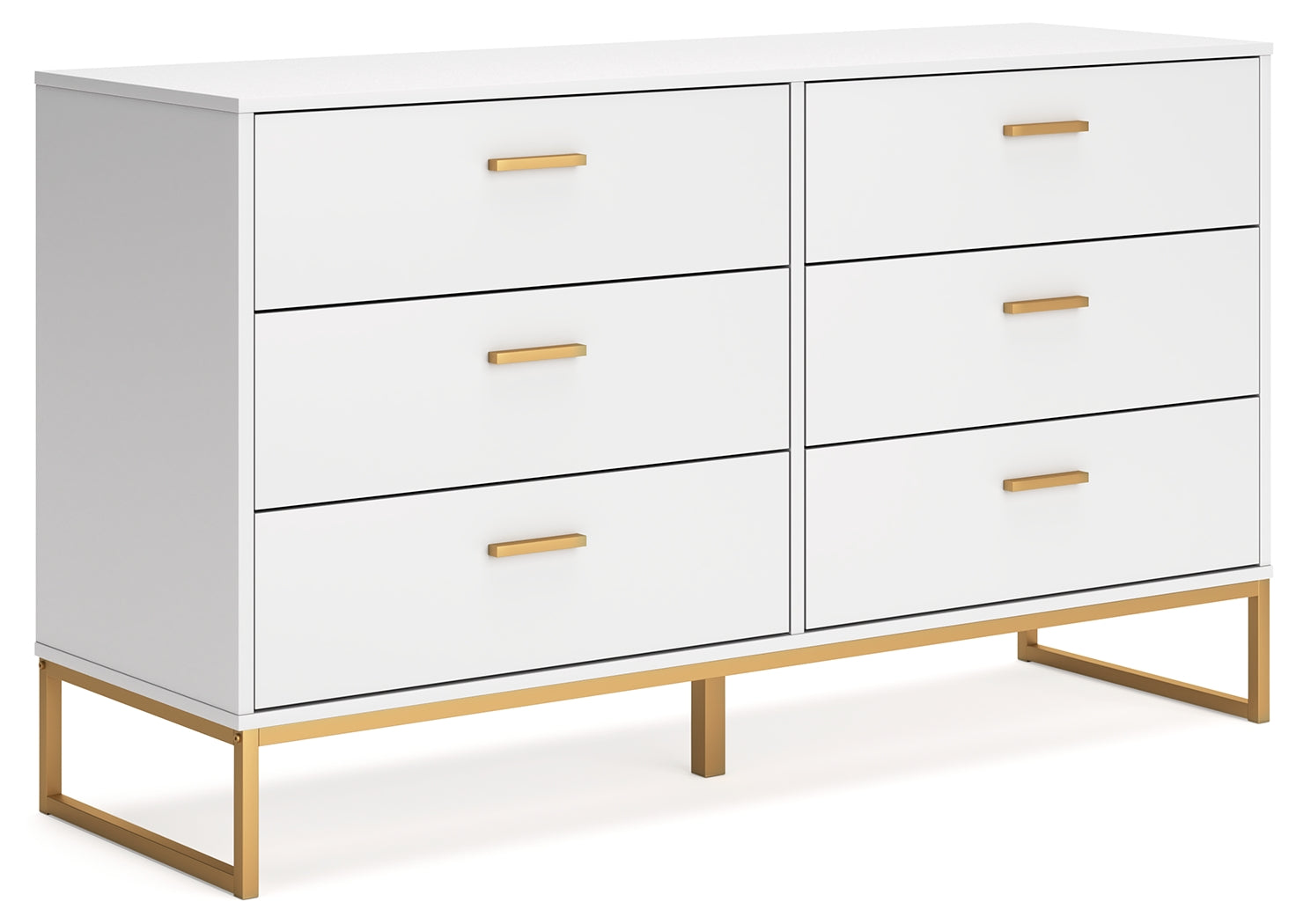 Socalle Two-Tone Dresser angled view showing goldtone metal legs