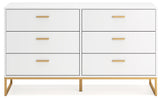 Socalle Two-Tone Dresser head on, highlighting goldtone handles