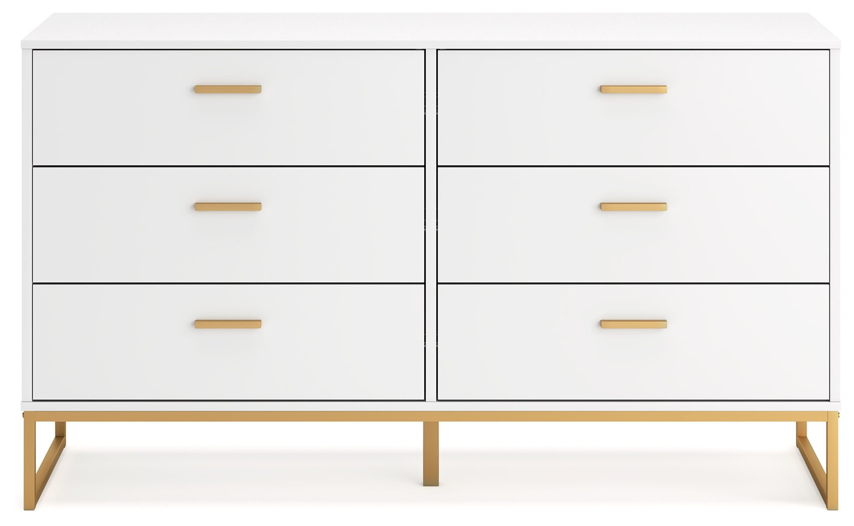 Socalle Two-Tone Dresser head on, highlighting goldtone handles