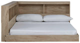 Side profile of Oliah natural finish bed and side rail storage