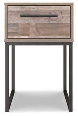 Neilsville Whitewash Nightstand alternate angled front view
