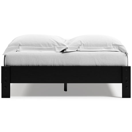 Finch Black Queen Platform Bed, black finish close-up