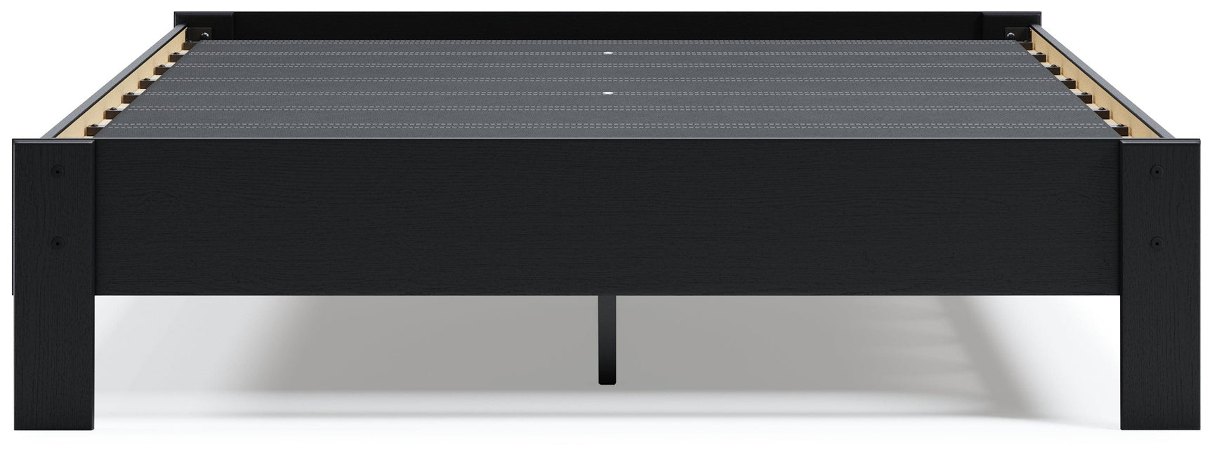 Finch Black Queen Platform Bed, under-bed clearance view