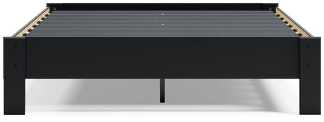Finch Black Queen Platform Bed, under-bed clearance view