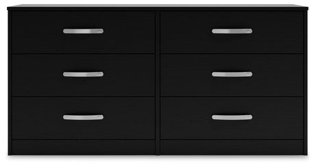 Finch Black 6-Drawer Dresser frontal view