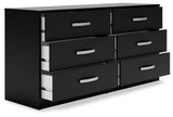 Finch Black 6-Drawer Dresser frontal view