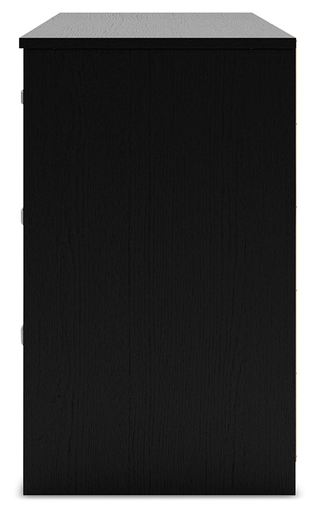 Finch Black 6-Drawer Dresser frontal view