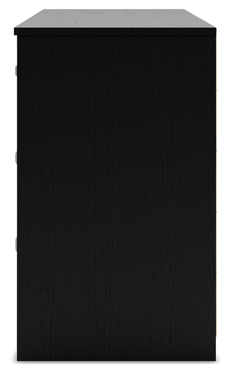 Finch Black 6-Drawer Dresser frontal view