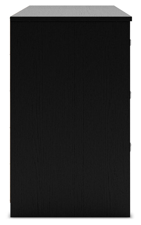 Finch Black 6-Drawer Dresser frontal view
