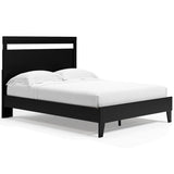 Finch Queen Panel Platform Bed black and brown side angle