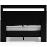 Finch Queen Panel Platform Bed black and brown rear view