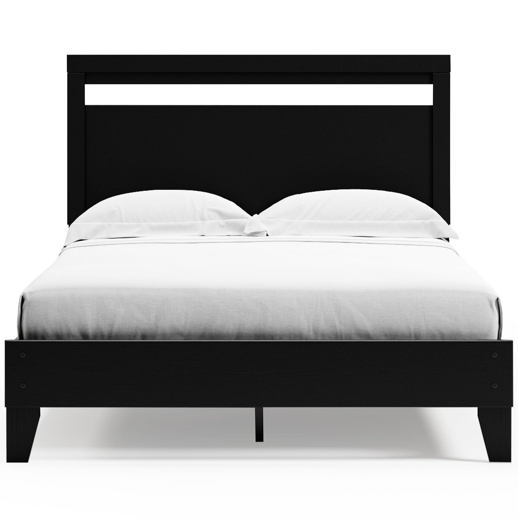 Finch Queen Panel Platform Bed black and brown front view