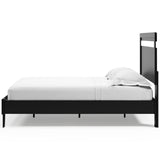 Finch Queen Panel Platform Bed black and brown side alternate angle