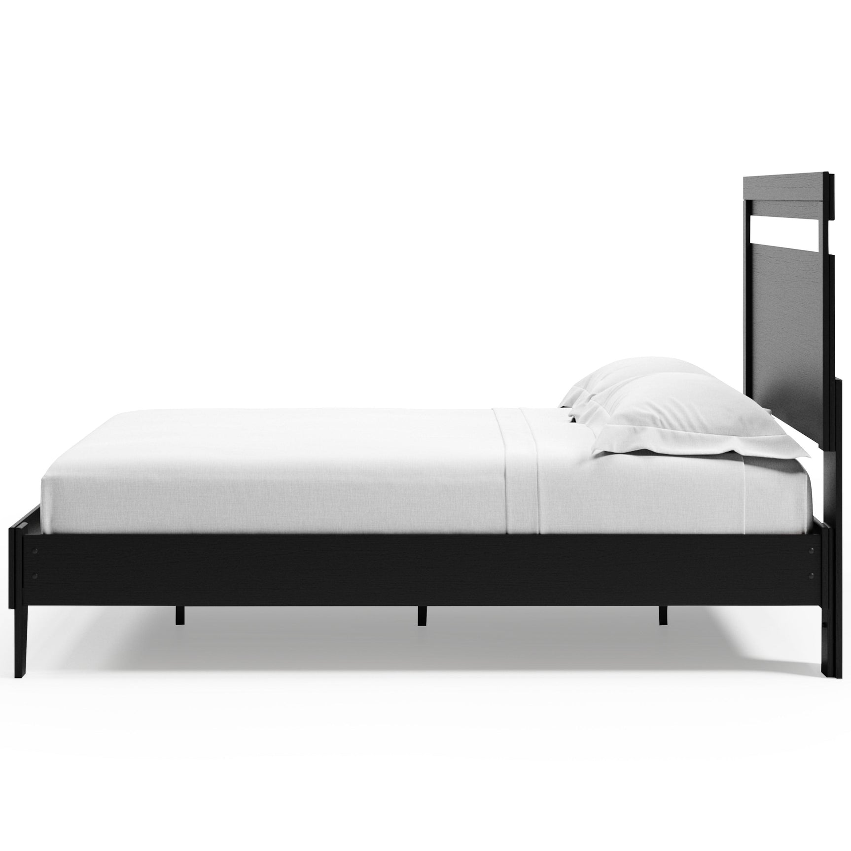 Finch Queen Panel Platform Bed black and brown side alternate angle