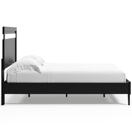 Finch Queen Panel Platform Bed black and brown side view