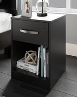 Finch Black Nightstand with drawer and open cubby